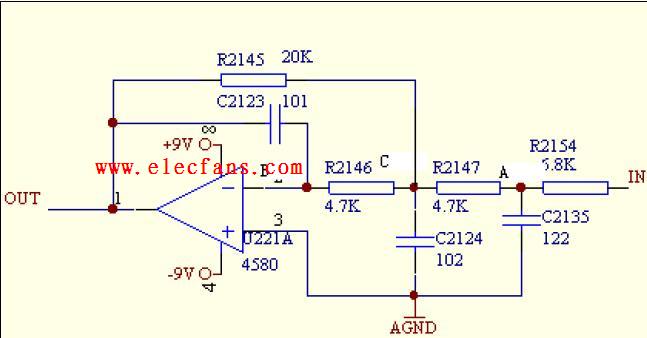 有源低通濾波器電路圖