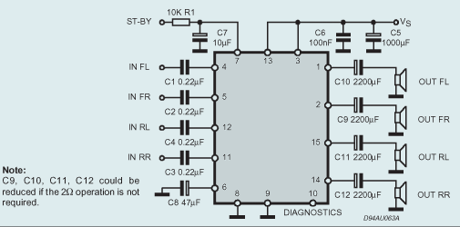 TDA7375典型應(yīng)用電路