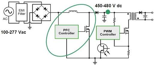 圖6：有源PFC的應(yīng)用電路示意圖