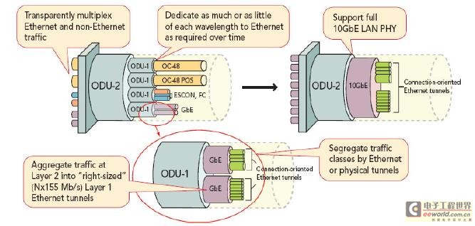 客戶側匯集的各種協(xié)議使得OTN成為高性價比通用基本結構