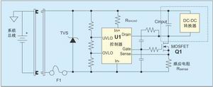 圖1：一個簡單的-48V熱插拔電路。