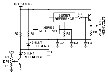 Figure 3. The high voltage applied is limited by the sum of the stacked references.