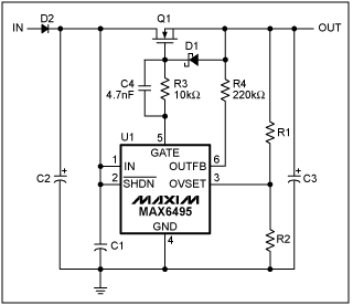 圖5. 帶有輸出電容儲(chǔ)能功能的過(guò)壓限制電路