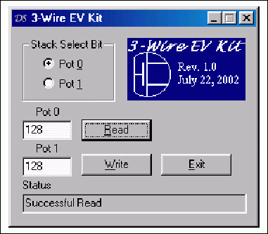 Figure 1. Maxim  3-wire evaluation software (DS3wire.exe).