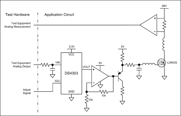 圖2. DS4303 LDMOS RF功放偏置電路