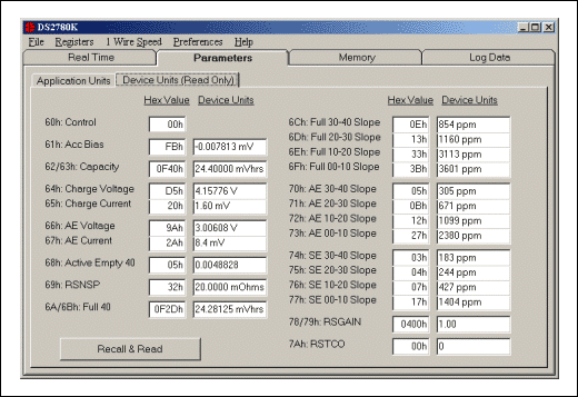 Figure 3.  Device units subtab of parameters tab.