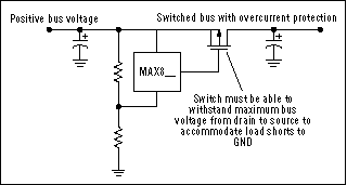 Figure 6. Extending the load-disconnect idea to non-boost-converter circuits forms a solid-state fuse that is applicable to any DC-power bus.