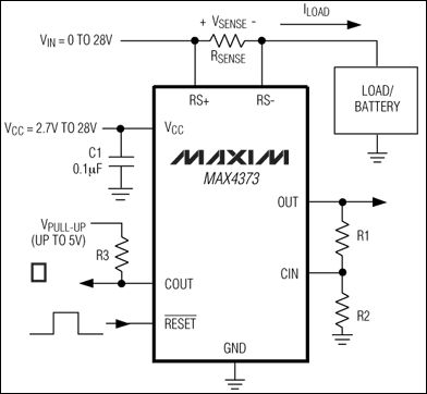 MAX4373、MAX4374、MAX4375：典型工作電路