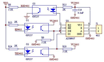 圖1  ADM487E典型應(yīng)用電路