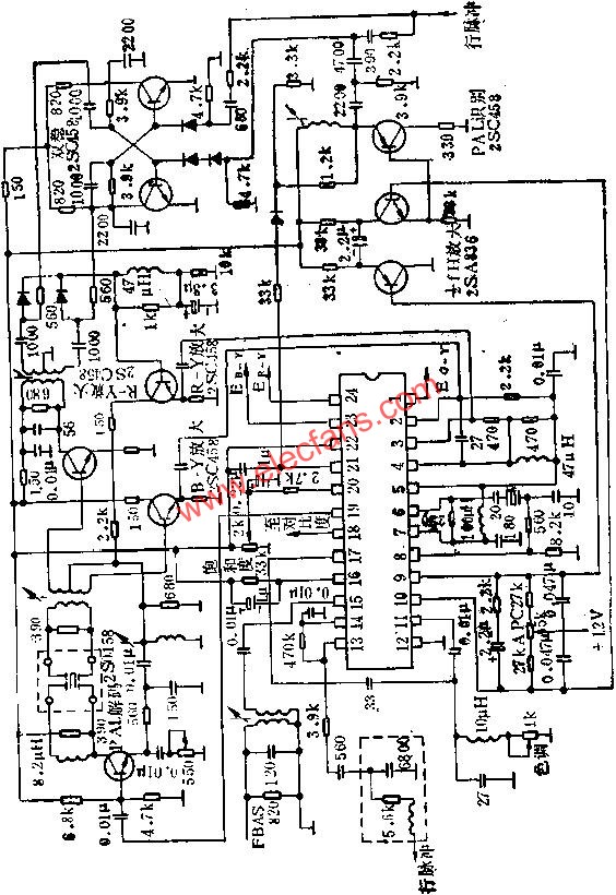 KC580C彩色解碼電路的應用電路圖  www.ttokpm.com