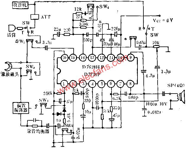 D7628HP/D7738P單片錄音、放音機(jī)電路的應(yīng)用  ttokpm.com