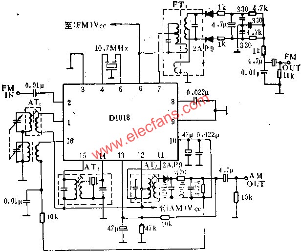 D1018調(diào)頻/調(diào)幅中頻放大電路的應用  ttokpm.com