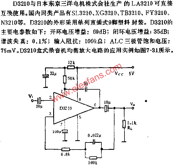 D3210錄音機(jī)均衡放大電路的應(yīng)用  www.ttokpm.com