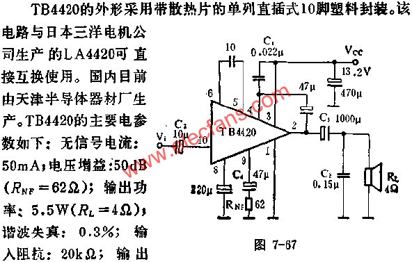 TB4420音頻功率放大電路的應(yīng)用  www.ttokpm.com