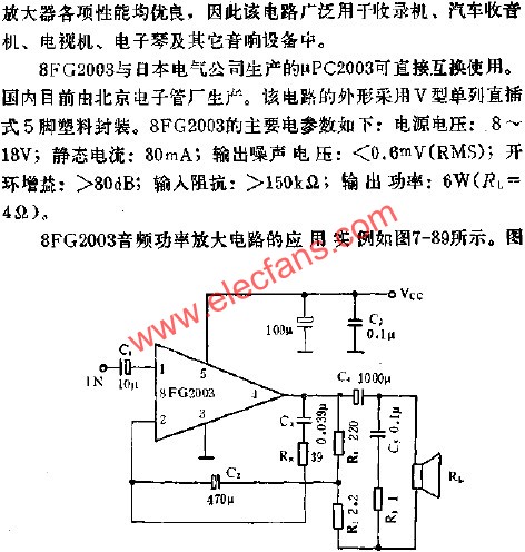 8FG2003音頻功率放大電路的應(yīng)用  www.ttokpm.com