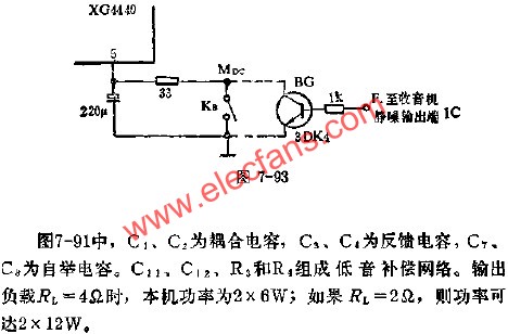 XG4440收音機(jī)集成電路靜噪音接入圖  ttokpm.com