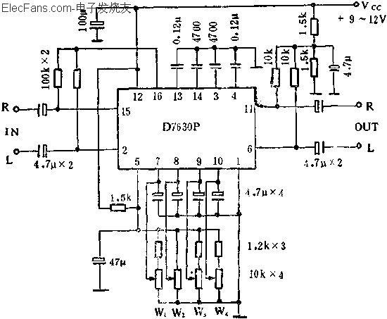 D7630P立體聲音調(diào)多功能控制電路的應(yīng)用  ttokpm.com