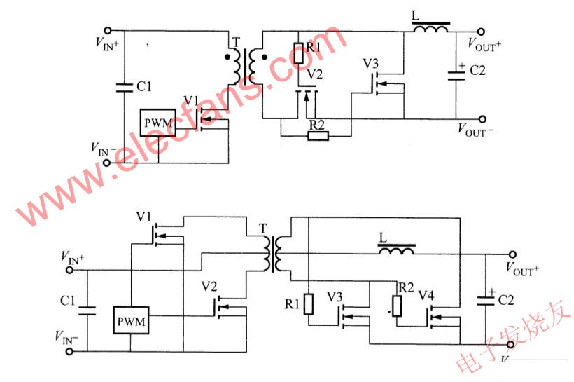 反激、正激、推挽電路的自偏置同步整流電路 www.ttokpm.com