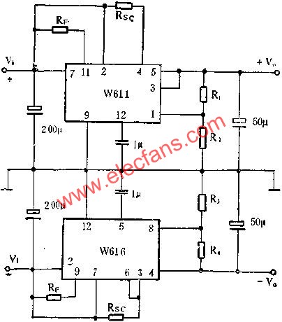 W611、w616組成正、負穩(wěn)壓電路圖  ttokpm.com