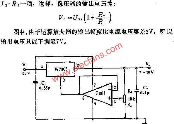 7~30V可調(diào)輸出電壓應(yīng)用線路圖  www.ttokpm.com