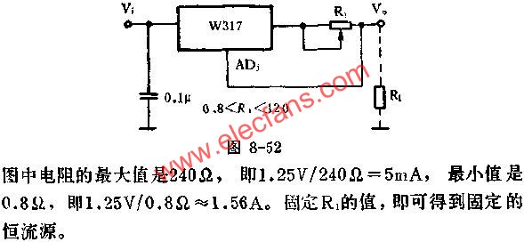 用W317組成的恒流源應(yīng)用線路圖  ttokpm.com