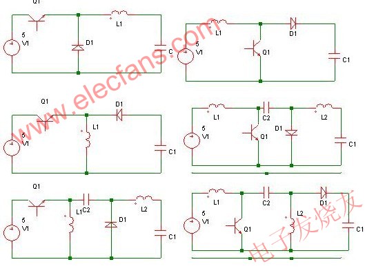 依次為buck,boost,buck-boost,cuk,zeta,sepic變換器 ttokpm.com