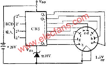 C305用一組電源驅(qū)動20V熒光數(shù)碼管線路圖  www.ttokpm.com