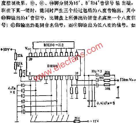 BH501鋼琴包絡(luò)門電路的應(yīng)用電路圖  www.ttokpm.com