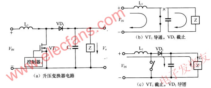 電感升壓變換器基本電路及其工作原理圖 www.ttokpm.com