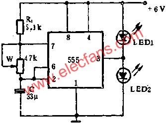 555電路組成閃光燈電路圖  ttokpm.com