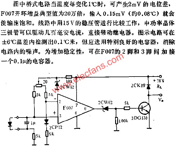 F007運放組成的溫度檢測器電路圖  www.ttokpm.com