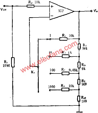 增益可調(diào)的輸入放大器電路圖  www.ttokpm.com