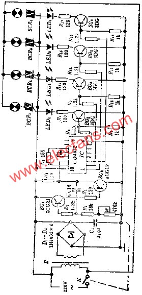 循環(huán)彩燈控制電路  ttokpm.com