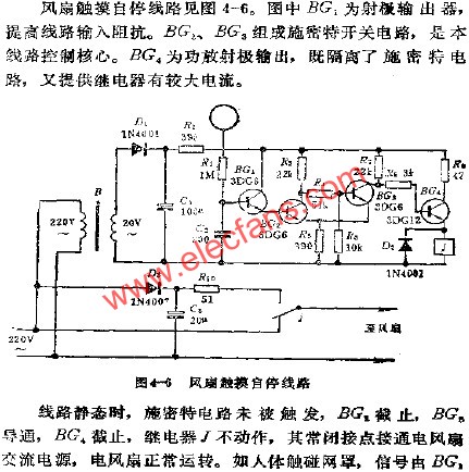 電風(fēng)扇網(wǎng)罩觸摸自停電路  ttokpm.com