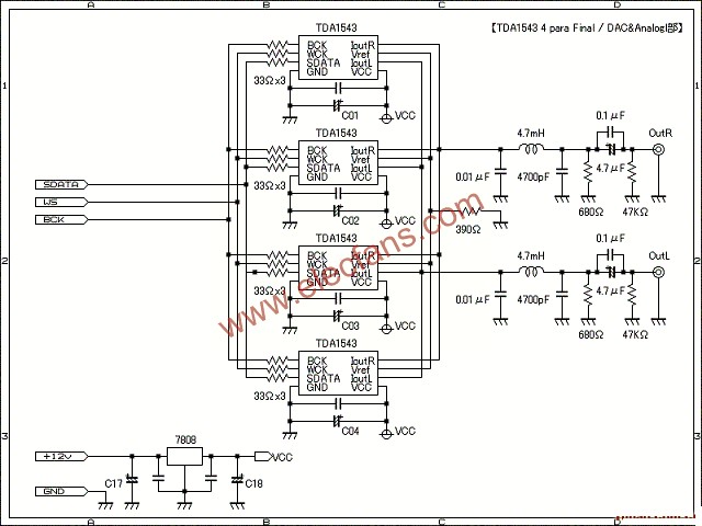 TDA1543數(shù)模變換器的特性   ttokpm.com