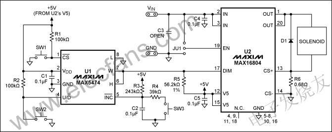 數(shù)字驅(qū)動電路提供了一個比例電磁鐵驅(qū)動器 ttokpm.com