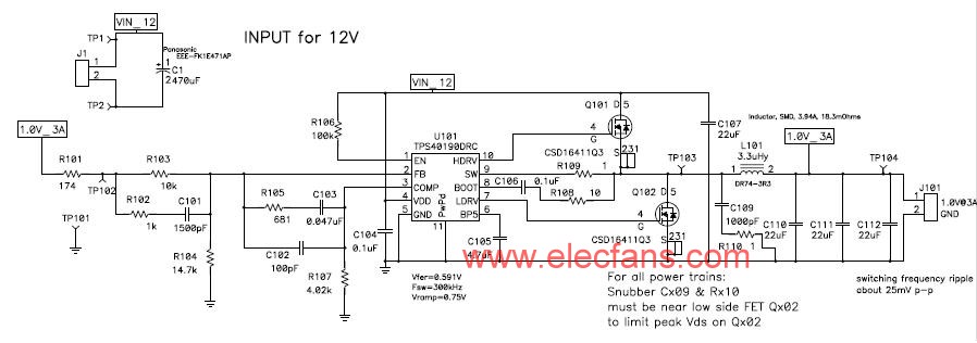 TPS40190DRC應(yīng)用電路 www.ttokpm.com