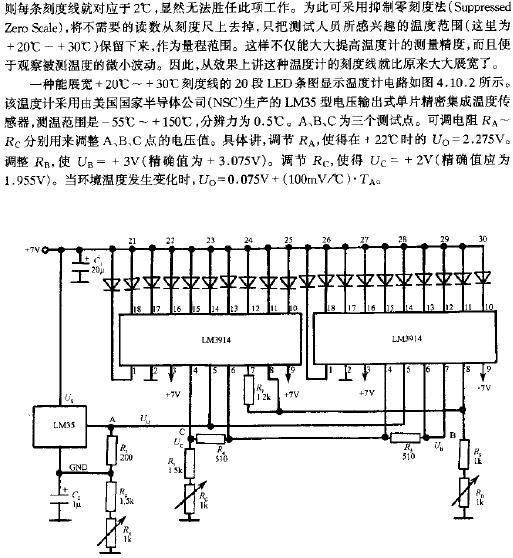 高精度100段LED條圖顯示儀表的電路