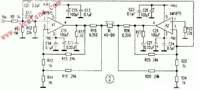 LMl875直流化電流負(fù)反饋BTL設(shè)計(jì)