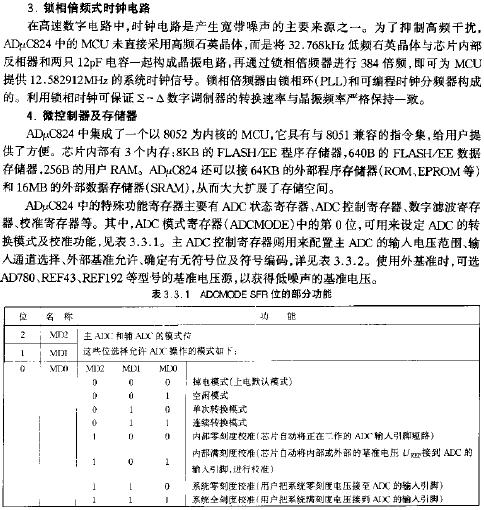 ADCMODE SFR位的部分功能