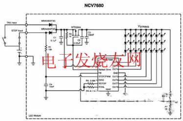 NCV7680剎車燈應(yīng)用框圖