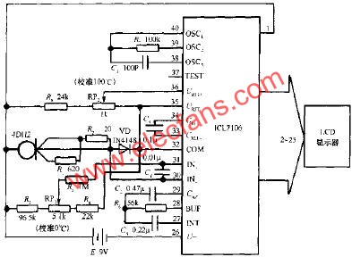 3 1/2位數(shù)字溫度計電路