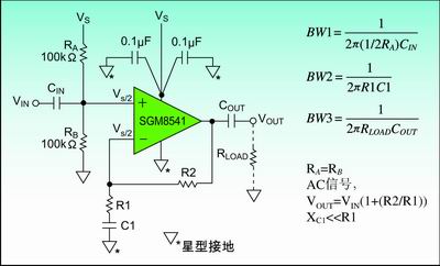 圖1：?jiǎn)坞娫垂╇娺\(yùn)算放大器的偏置方法。