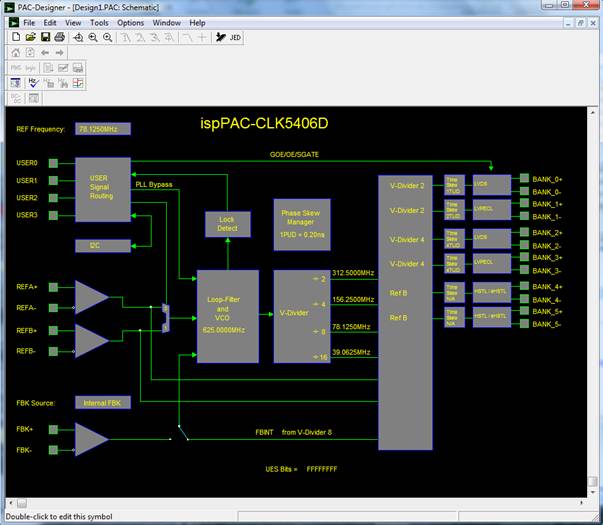 圖2：PAC-Designer 5.2中顯示的萊迪思ispClock5406D框圖。