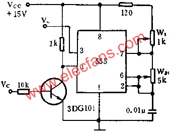 時基集成電路組成開關(guān)控制的脈沖發(fā)生器電路圖  ttokpm.com