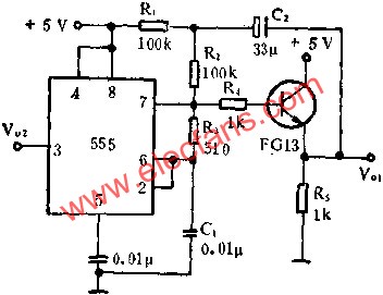 時基集成電路組成鋸齒波發(fā)生器電路圖  ttokpm.com