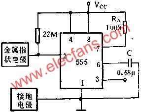 時(shí)基集成電路組成接近開(kāi)關(guān)電路圖 ttokpm.com