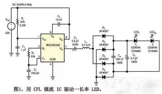 CFL鎮(zhèn)流器IC驅(qū)動(dòng)LED應(yīng)用電路詳解