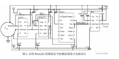 PGA202的微弱信號檢測電路前置放大電路