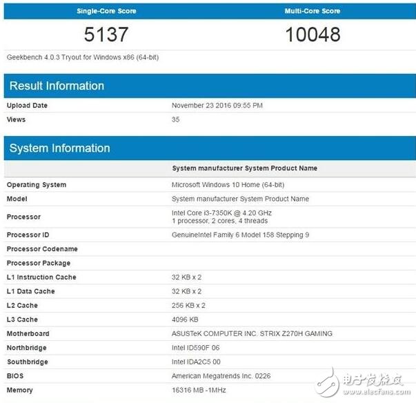 英特爾i3-7350K處理器曝光，跑分吊打任何i5處理器